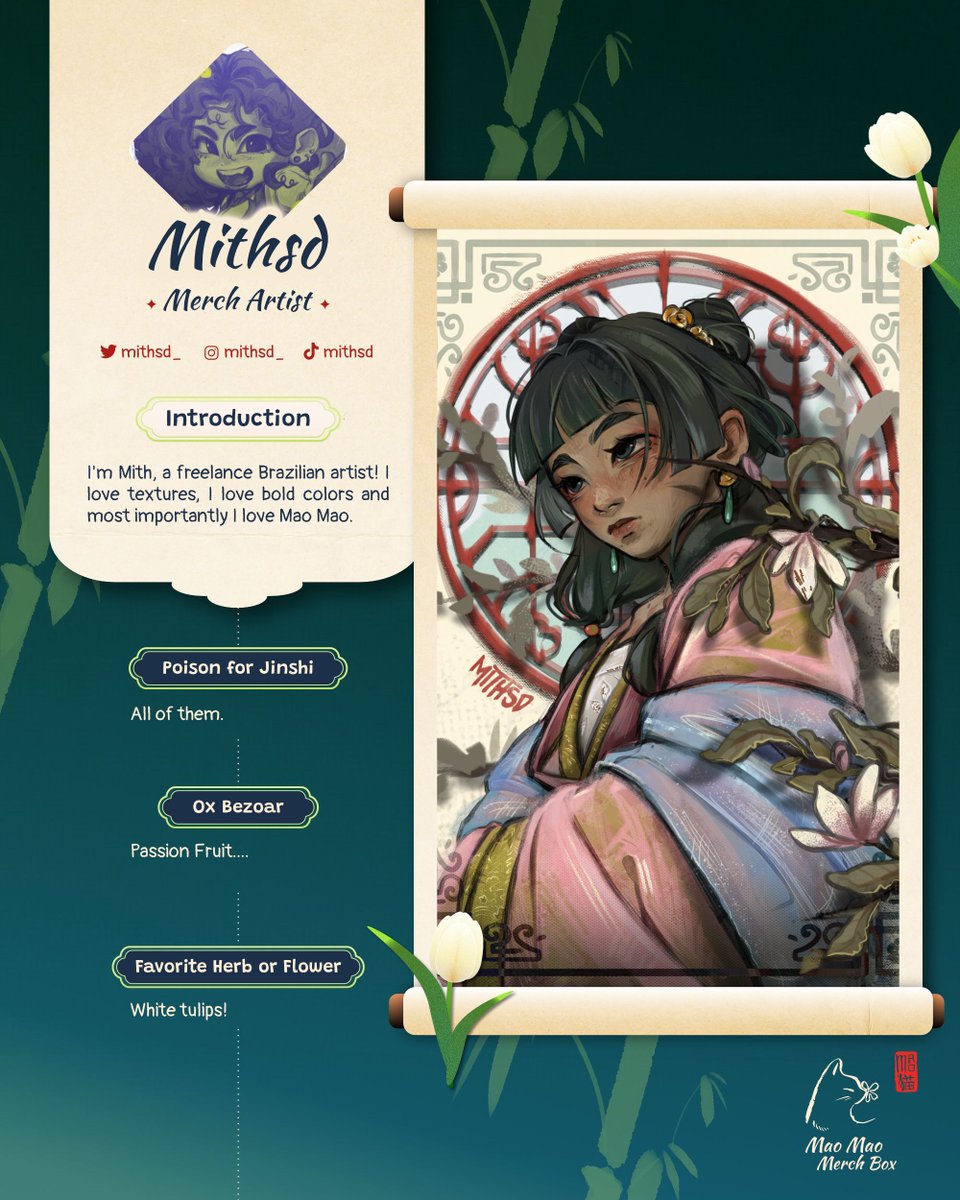 maomaomerchbox's tweet photo. 🌸 Contrib Spotlight 🌸

Joining our palace team requires talent, skill, and above all... absolute devotion to Mao Mao. Our guest merch artist @mithsd_ shows her passion in her art, so we're happy to open the palace gates for her!

#tad #apothecarydiaries https://t.co/q2DwCK8wdX