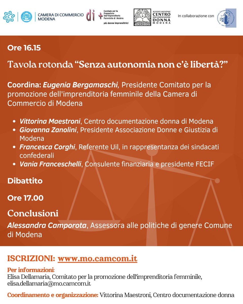 CamComModena's tweet photo. 💡 Un'iniziativa per promuovere l'autonomia economica delle donne

Il 20 ottobre dalle 15 alle 17partecipa al convegno "Contare per Contare", promosso dal Comitato Imprenditoria Femminile presso la Camera di commercio di Modena.

👉Info e iscrizioni: https://t.co/xRvd9hnRbo https://t.co/uLxGKxTVBG