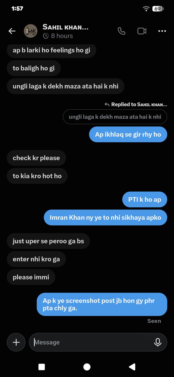 ImshaRehan's tweet photo. یہ شخص ڈی ایم (DMs) میں آ کر انتہائی گھٹیا اور نازیبا باتیں کر کے ہراساں کر رہا ہے۔ باپردہ ہونے کی وضاحت کے باوجود مسلسل ہراسانی کی جا رہی ہے۔  
تمام بہنیں اس اکاؤنٹ سے ہوشیار رہیں، اسے فوراً Block + Report کریں اور سائبر کرائم کو بھی رپورٹ کریں۔
@Khankak47307840 https://t.co/uX0ZrdAfY0