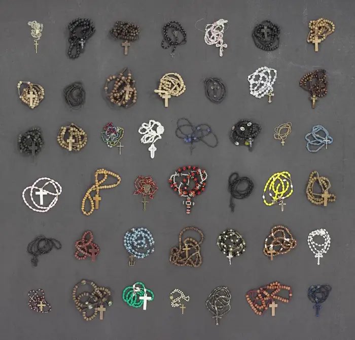 prochoicenun's tweet photo. A picture that really affected me as a teenager is this one of rosaries confiscated at the border, thrown in the trash, and recovered by a janitor who worked at the border facility https://t.co/q0uphaFSdK