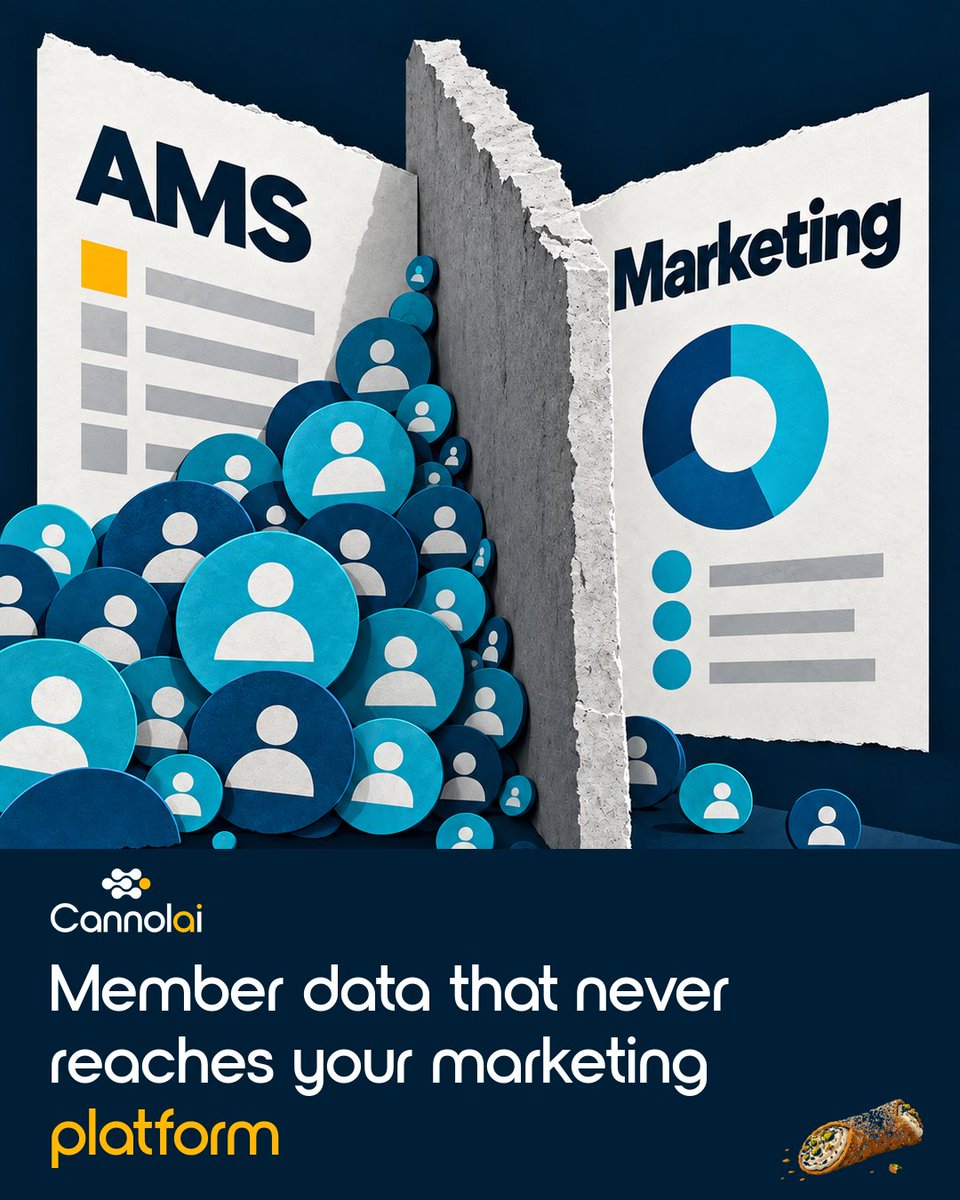 Cannolai_AMS's tweet photo. Is your AMS actually AI-ready? 4 red flags:

1. Modules that sync overnight
2. Fields named Misc2_FINAL
3. "Exploring AI" as a roadmap
4. Member data that never reaches HubSpot

Use it on any vendor. Including us.

https://t.co/M8WmFN5oLp https://t.co/IzanIODdTL