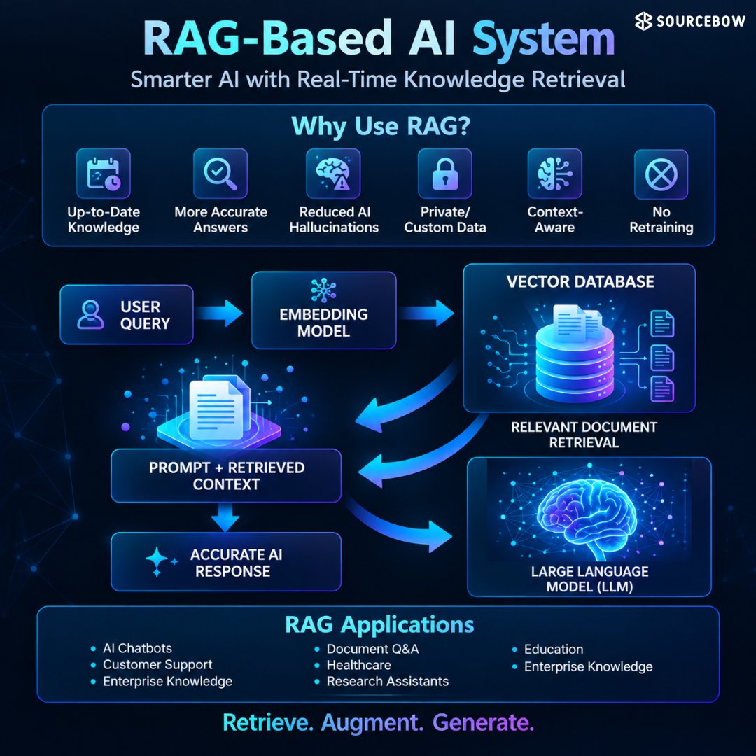 sourcebow's tweet photo. AI can’t answer what it doesn’t know. 

RAG retrieves relevant context before generating a response. 
Is better retrieval becoming more important than bigger models? 

#Sourcebow #RAG #AI https://t.co/7R8EmjRRTT
