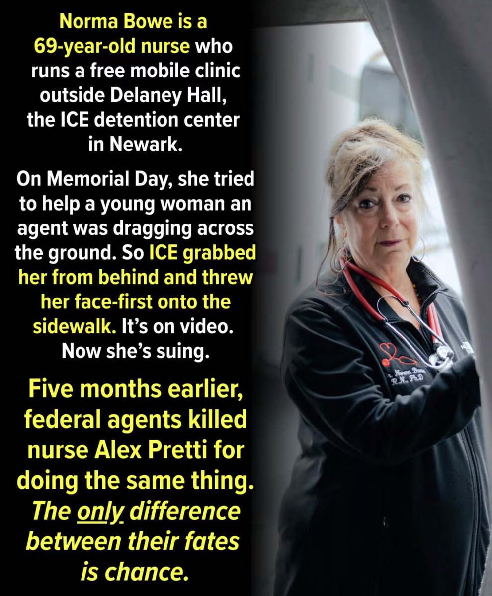 AnnieForTruth's tweet photo. These ICE thugs are out of control. 🤬 Thank you for what you do Norma Bowe and good luck with your lawsuit. https://t.co/Gm6FSICmUw