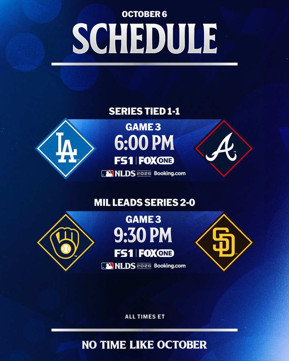 Yoshinobu Yamamoto and Chris Sale take the mound in Atlanta
Brewers look to complete the sweep in San Diego

NLDS Game 3s coming your way tonight! 
 [📷](https: