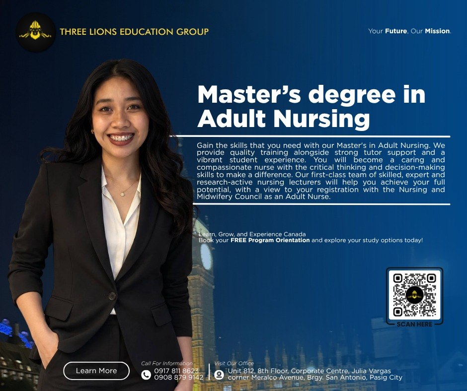 ThreeLionsVisaS's tweet photo. Take your Nursing Degree to the next level in the UK! 🇬🇧

A Master’s Degree in Adult Nursing can help you grow professionally while gaining an international academic experience.

Learn. Grow. Experience the UK. https://t.co/C3755uTqs4