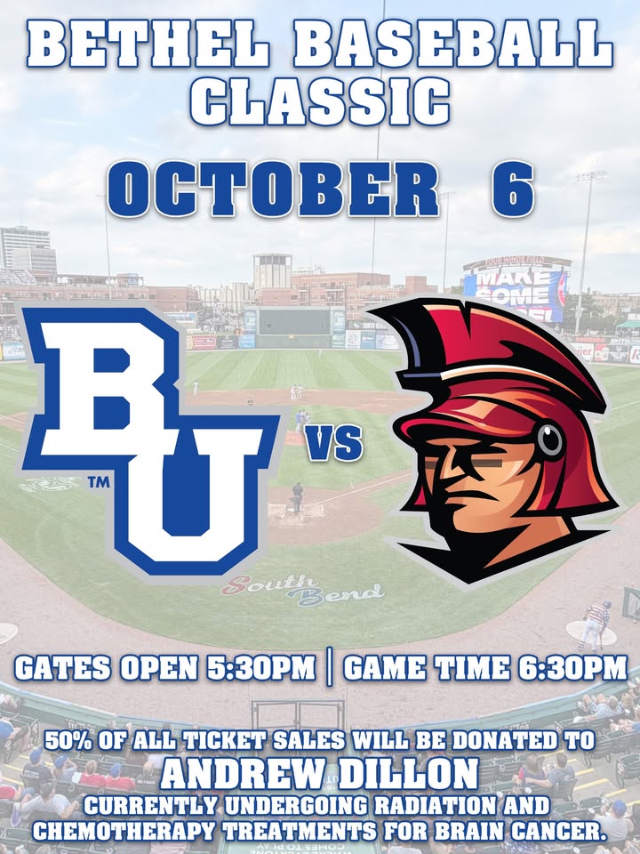 SBCubs's tweet photo. Bethel Fall Classic Fundraiser TONIGHT
Join us for the third annual Bethel Fall Classic tonight at Four Winds Field. Tickets are $10 (plus fees). 

Reminder: 50% of all ticket sales will be donated to former Bethel University student and baseball player Andrew Dillon, who is currently undergoing radiation and chemotherapy treatments for brain cancer.

🎟️ https://t.co/KUqopleZGo
