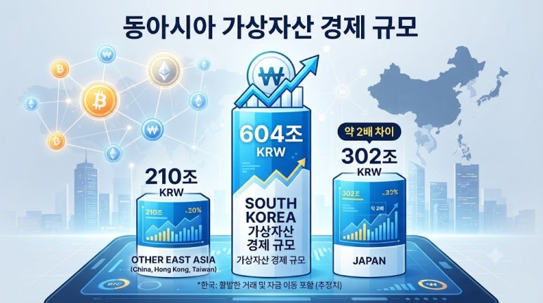 iyahi1234's tweet photo. 한국 가상자산 경제가 4491억달러, 약 604조원으로 동아시아 1위를 기록했습니다. 일본의 거의 2배입니다. 다만 ‘한국인이 코인 604조 보유’라는 뜻은 아닙니다. 한국에선 AI 코인 거래가 특히 강했습니다.

https://t.co/yvLSq2n9ar

#가상자산 #비트코인 #AI코인 https://t.co/ixFvCSfgTl