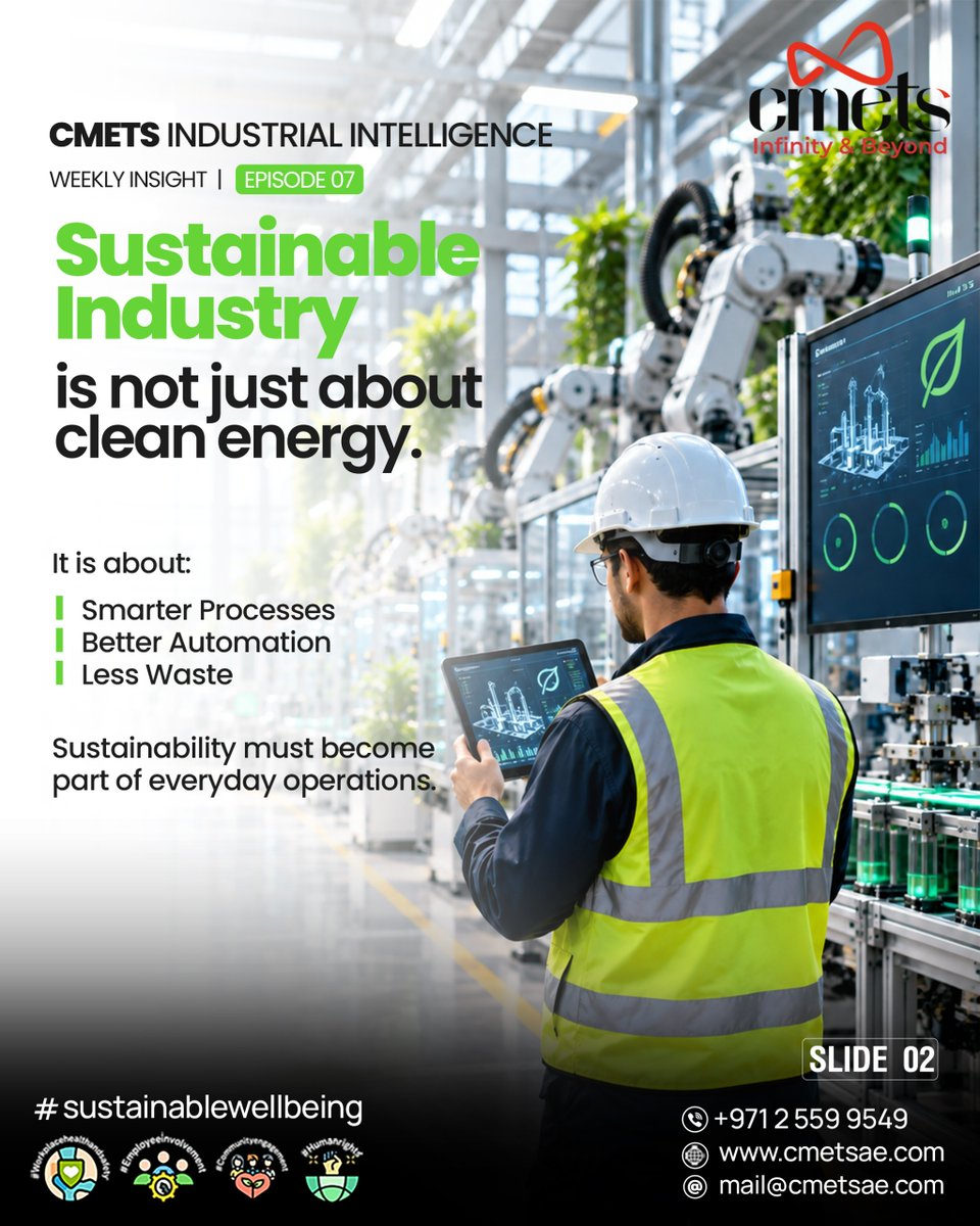 CmetsFze's tweet photo. CMETS, we help industries move towards operations that are smarter, more efficient, and built for a sustainable future .   Decarbonization  is not only about switching to cleaner energy. It is transforming  industrial operations
🌐 https://t.co/0DZ84wvB0I 
📞 +971 2 559 9549 https://t.co/4pKAGo8THt