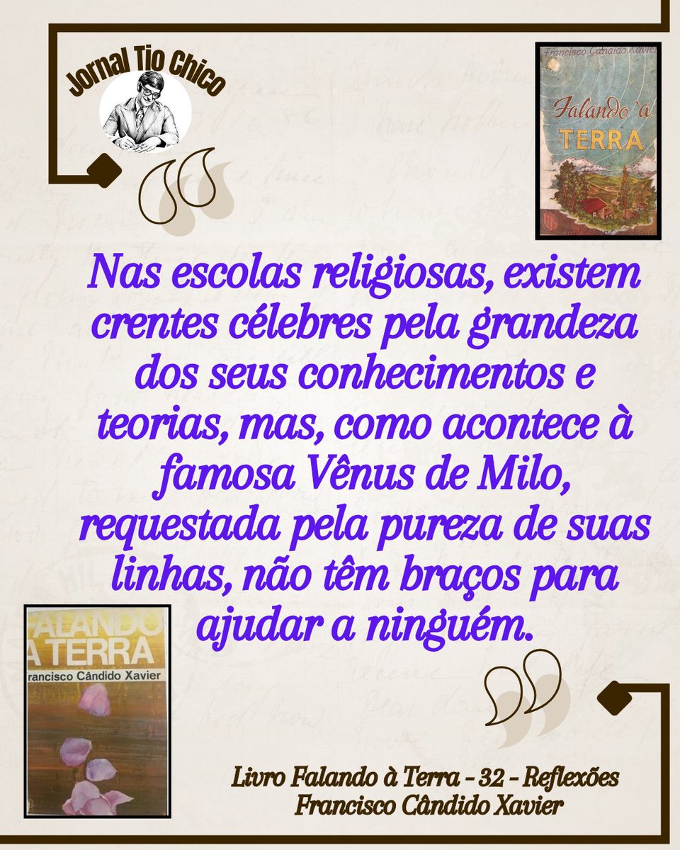 cleberMarques66's tweet photo. Reflexões
📖 Falando à Terra
Ditado por Emmanuel
Psicografia de Francisco Cândido Xavier https://t.co/L1bqQwSfWj