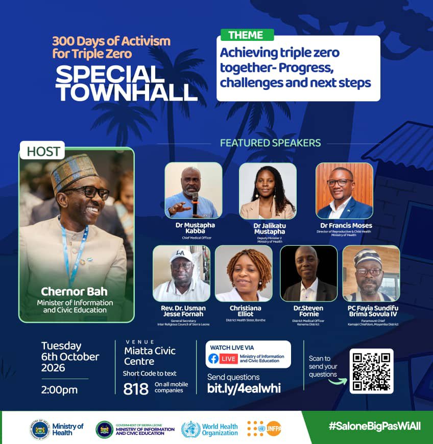 MoiceComm's tweet photo. ‼️‼️‼️‼️‼️‼️‼️‼️‼️‼️

SPECIAL TOWNHALL

300 DAYS OF ACTIVISM FOR TRIPLE ZERO

Watch on Facebook:

https://t.co/oahzk3e5dd

Watch on YouTube:

https://t.co/jOHazMAxpV

#SaloneBigPassWiAll https://t.co/tWcVbClp6z