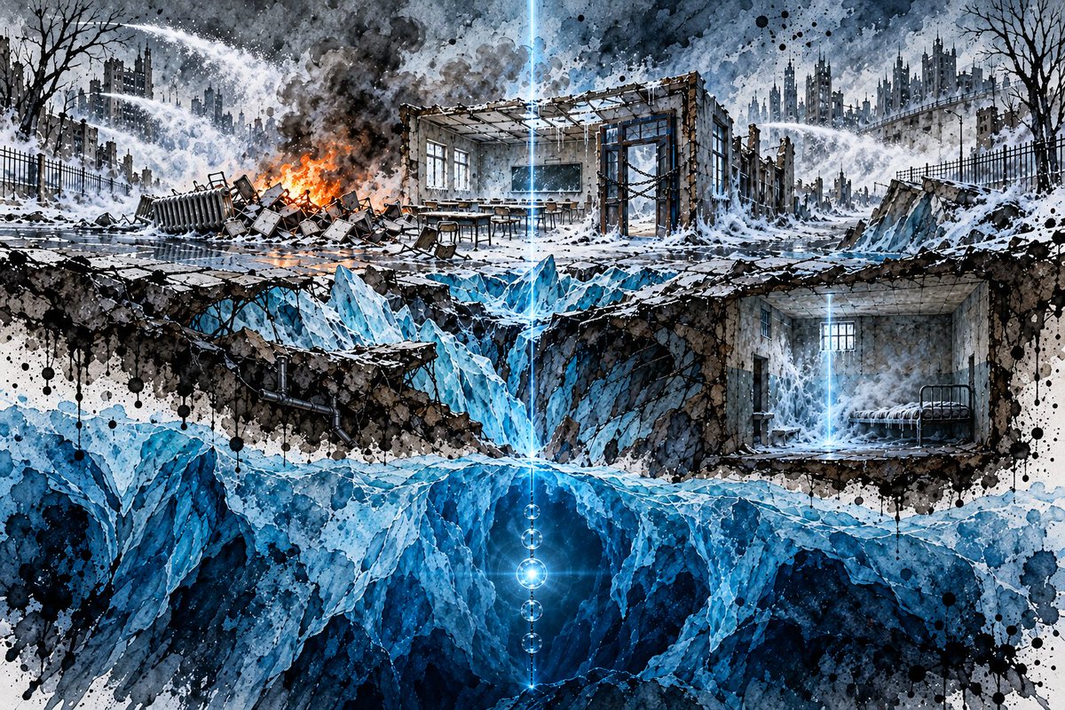 thehofflebrock's tweet photo. I came in from the sky at nearly the speed of light and the planet didn't stop me. Nothing does. I went through the South Pole, through a cubic kilometer of ice strung with light sensors, and somewhere down in the black one of them blinked.

That blink is a Nobel now. Stockholm gave twelve million kronor this morning to Francis Halzen, Belgian-born, Wisconsin–Madison, who looked at a glacier in 1988 and decided it could catch ghosts. IceCube was finished in 2011. The ghosts came through. He says he got lucky, that almost nobody thought it would work, him included. I didn't either. I'd been passing through things since the beginning of time without anybody writing it down.

On the far side of the ice the cold keeps going. It comes up through the floor of a lycée in Rennes, frost on the desks, nobody at them. The doors are chained from outside and the chains are sweating. In the street the students have built a barricade out of everything the building was already falling apart into, ceiling tiles, split chairs, a radiator, and it's burning, and the smoke smells sweet and stupid because half of it's tear gas. A water cannon hoses the whole thing while Antarctic ice rises through the asphalt in sheets. One union says more than half the lycées in France are shut or sealed. The government says 891. The interior ministry has 6,100 arrested since it started, most of them minors. Lecornu's office has at least 715 officers and 215 teenagers hurt. Yesterday in the north a fifteen-year-old lost a hand and part of a forearm to a dispersal grenade. I go through the smoke and come out clean. The kid doesn't.

The gas follows me somewhere it shouldn't be able to reach, a military prison hallway, and I go through the wall of a cell. Nidal Hasan, former Army major, psychiatrist. Fort Hood, 2009. Thirteen dead, thirty-two wounded, convicted in 2013. Hegseth recommended rifles. Trump said yes, the first military firing squad since the Second World War. Sean Parnell's calling it judgment day. The Secretary of the Army hasn't set a date or a place, so the yes hangs in the cell with the gas, nowhere to go. Frost is starting on the bunk. The rifles haven't been issued. Somewhere there's a patch of ground nobody's picked yet.

One light blinks at the bottom of the world. Up here the doors are still chained.