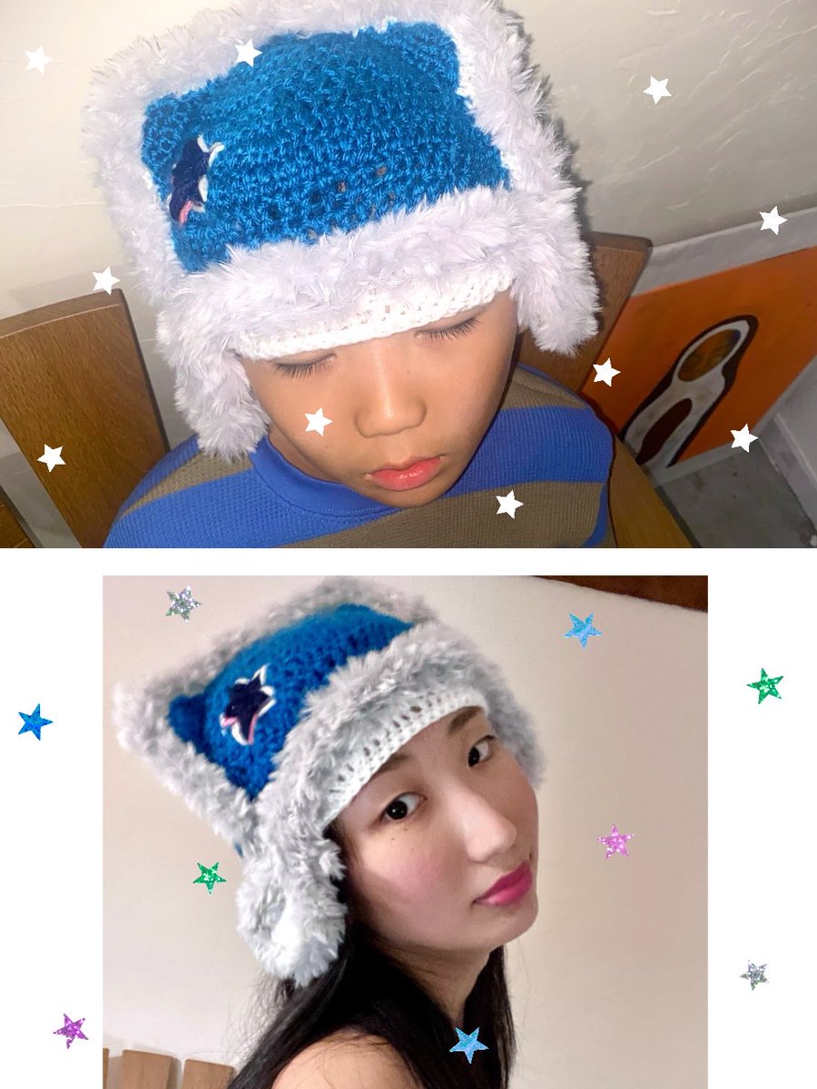 Hojukang227's tweet photo. ボニ様にカビゴン帽子つくって、といわれ、出来上がった「ミミゼロくん(帽子の名前)」。写真もボニ様が撮ってくださいました、私は通訳の予習が山のようにあるのに、編み物が楽しすぎてもうダメです、ちなみにボニ様はこんなのはカビゴンではないと、おこでした https://t.co/XU9dwybTGs