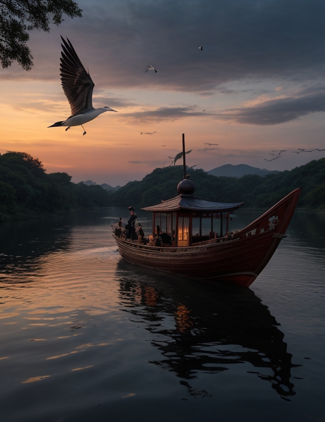 Andaria88591375's tweet photo. Set sail! We're by the lakeside (畔) and ready to head out, rushing to board the cozy cabin (舱) of the boat on the morning tide.， https://t.co/WKt4aQ3bAE