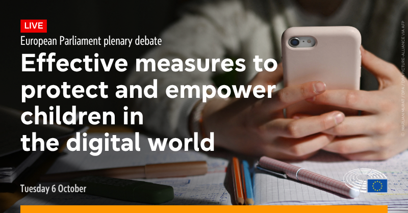 EP_SingleMarket's tweet photo. Starting soon #EPlenary debate w/ Commissioner @HennaVirkkunen  🗣️ Effective measures to protect and empower children in the digital world 

Streaming 🔴 https://t.co/k8tCIhuKZm https://t.co/Lly909Wpiu