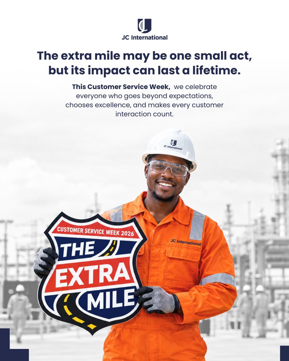 jcinterng's tweet photo. Going the extra mile is more than doing more—it’s showing that you care. 💙
This Customer Service Week, we celebrate the people who listen, respond, solve problems, and consistently choose to give their best.
Happy Customer Service Week 2026! 🎉
#JCInternational https://t.co/Je6o7RryzA