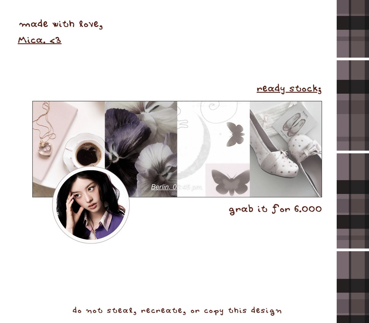 seraphicque's tweet photo. [ ☕️ ] all interactions are appreciated . . . 

stepping out of your timeline, minju illit and 
ryul lngshot ready to be taken home. ♡ 
i have 6 layout ready stock, with 2 header
(s) non-text and with text &amp;&amp; two ava(s).
send me a  DM or telegram, lovers. 🐈‍⬛

t. #bealanja https://t.co/d0Fiqz8K5g