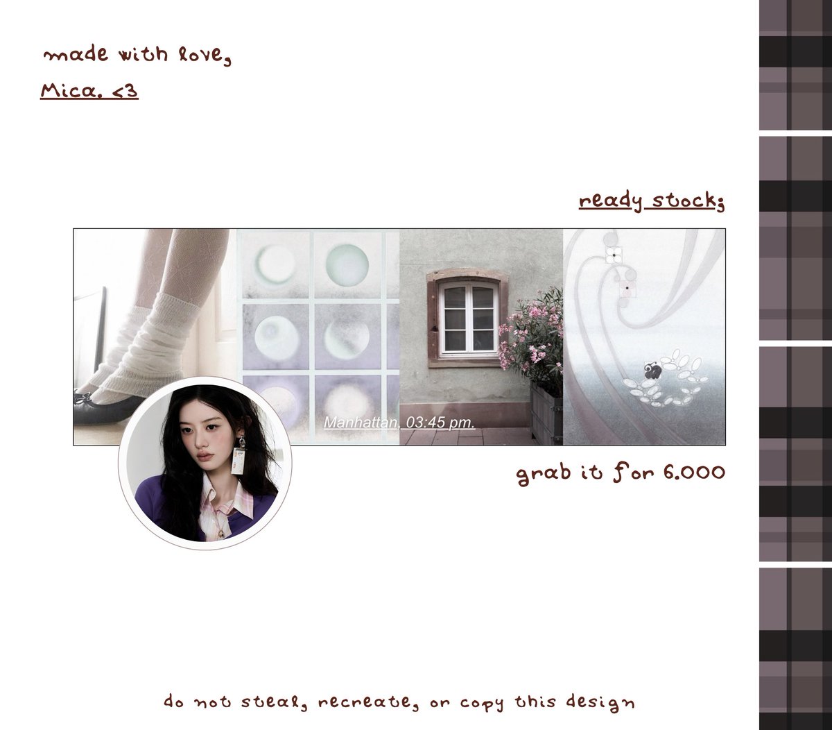 seraphicque's tweet photo. [ ☕️ ] all interactions are appreciated . . . 

stepping out of your timeline, minju illit and 
ryul lngshot ready to be taken home. ♡ 
i have 6 layout ready stock, with 2 header
(s) non-text and with text &amp;&amp; two ava(s).
send me a  DM or telegram, lovers. 🐈‍⬛

t. #bealanja https://t.co/d0Fiqz8K5g