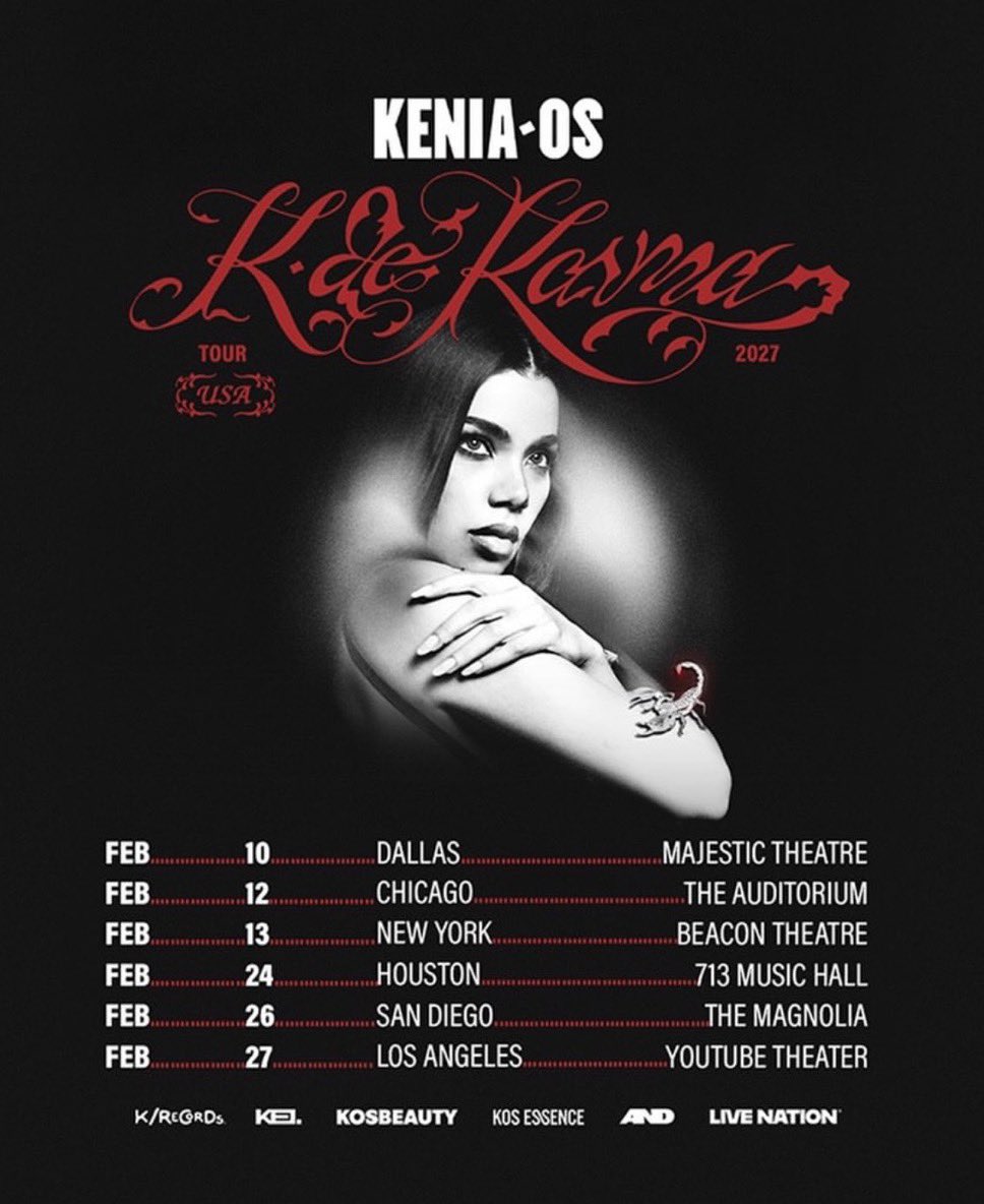 aboutkeniaos's tweet photo. — Kenia Os lleva el ‘K de Karma’ a Estados Unidos. 🦂
El tour arrancará el próximo 10 de febrero en Dallas, Texas. 🇺🇸 https://t.co/CeNT4Vv9Nr