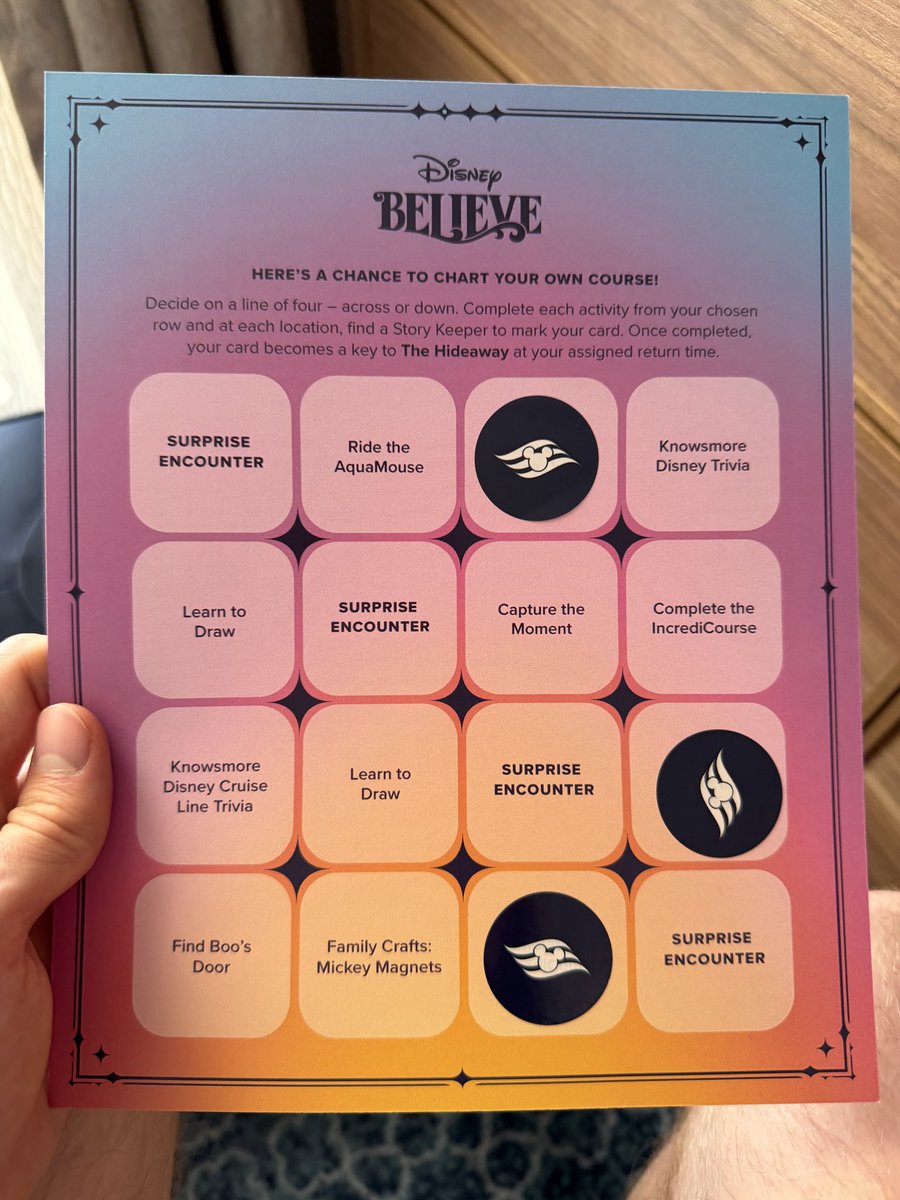laughingplace's tweet photo. Oaken sent us out on a game of bingo on the ship! #DisneyBelieveReveal https://t.co/JgegE4rtgb