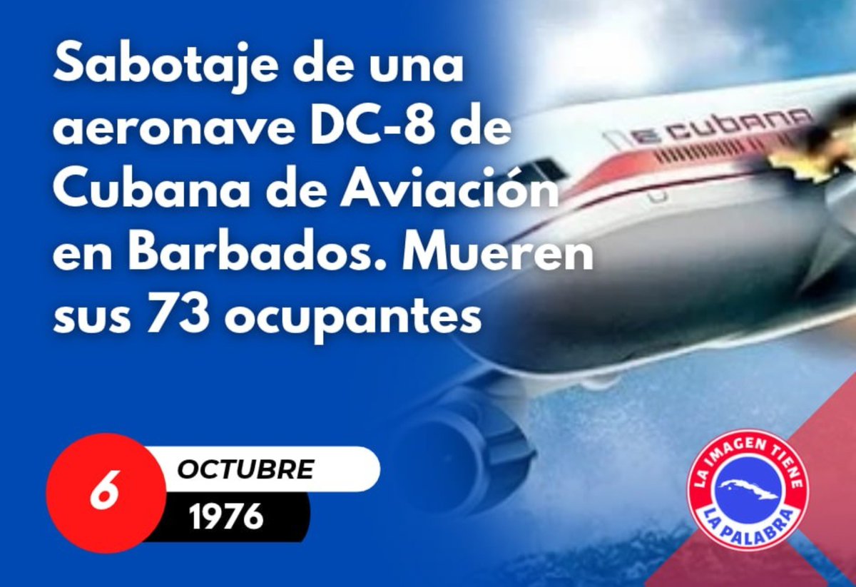 AsambleaCuba's tweet photo. Esteban Lazo: «Rememoramos aniversario 50 del crimen de Barbados, cuando terroristas confesos hicieron explotar en pleno vuelo un avión de Cubana de Aviación con 73 personas a bordo. #Cuba, víctima de actos terroristas, condena el terrorismo en todas sus formas y manifestaciones» https://t.co/zdsOFpL3mV