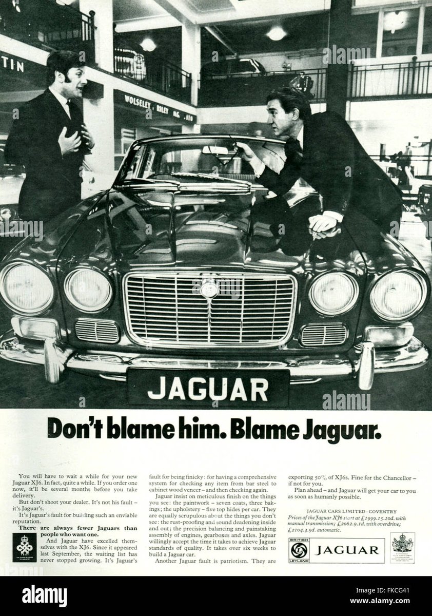 LandladyWoo's tweet photo. @hantsarchitect @AutoPap You're right - pricing them too cheap was their biggest failing. 
So cheap they couldn't keep up with XJ demand at launch. 
If they'd priced it right they might have had money for new product and (as Ford were dismayed to find) to modernise the factory. https://t.co/pOTG6axfFr