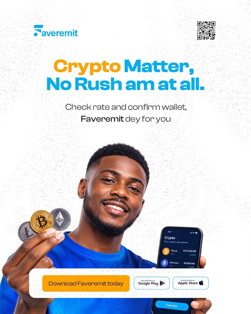 faveremit's tweet photo. Crypto no be race. ๐ช
Take your time, check the rate, confirm the wallet, and make your move with confidence.
With Faveremit, youโre in control. ๐
#Faveremit #Crypto #CryptoNigeria #SmartMoneyMoves https://t.co/795iW4scwT