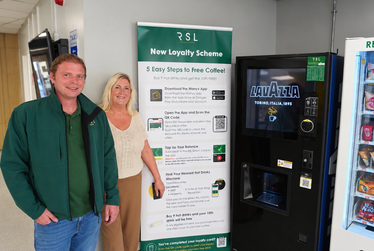 RefreshmentSys's tweet photo. What if your vending machine could reward customers too? 

We have been out at one of our customer sites promoting the RSL Monyx loyalty card and helping staff see what else their vending setup can do.

Customers can download the Monyx app, scan the QR code on the machine and start collecting rewards with each eligible purchase.

At this site, that means buy 9 hot drinks and get the 10th free.

It is a simple way to reward regular customers, encourage repeat purchases and make the vending experience that little bit better.

We were also on hand to help users get set up and show them how the scheme works.

Interested in adding loyalty to your vending offer? Get in touch with RSL.

@Nayax @Michelle Jordan 

#Vending #CustomerLoyalty #Monyx #CashlessPayments #WorkplaceRefreshments #RSL