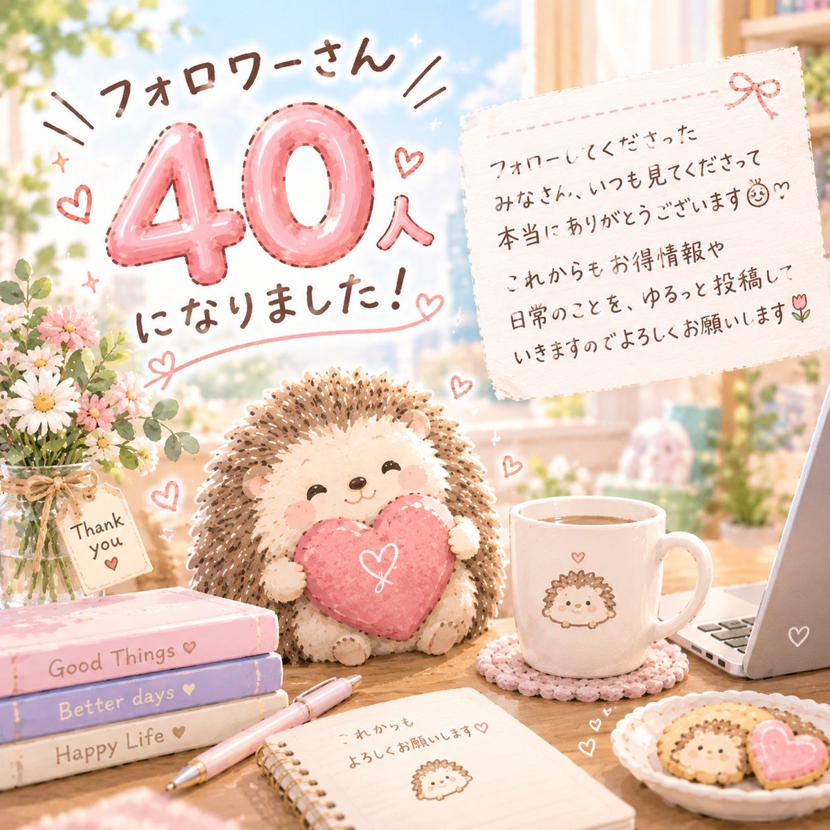 ijotj2's tweet photo. わーい！フォロワーさん40人になりました🥰🎉
フォローしてくださったみなさん、ありがとうございます☺️💕
これからもマイペースに、お得なことを探しつつ投稿していきます🌷
仲良くしてもらえたら嬉しいです〜！🦔✨
明日も頑張りましょう。
おやすみなさい🐑💤 https://t.co/MvEyDTPDhe