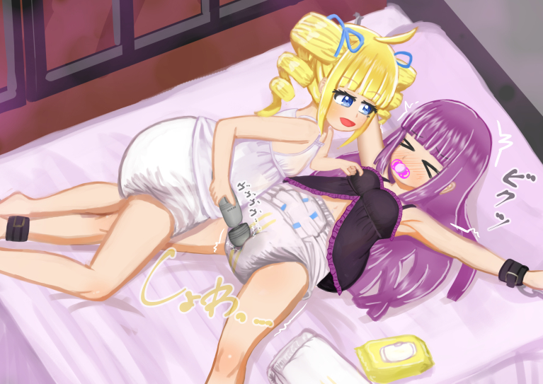 unagi_abdl's tweet photo. 今回は拘束プレイをするお嬢様達を描きました！
拘束されて電マあてられるシチュいいよね～。
私は痛みを伴うようなハードなSMプレイにはあまり興味ないけど、こういうソフトな感じのは結構好きだったりする。

おむつお嬢様達の戯れ（拘束） | unagi&amp;#039;s baby room https://t.co/FcBPByexNz https://t.co/EYilUiEsRa