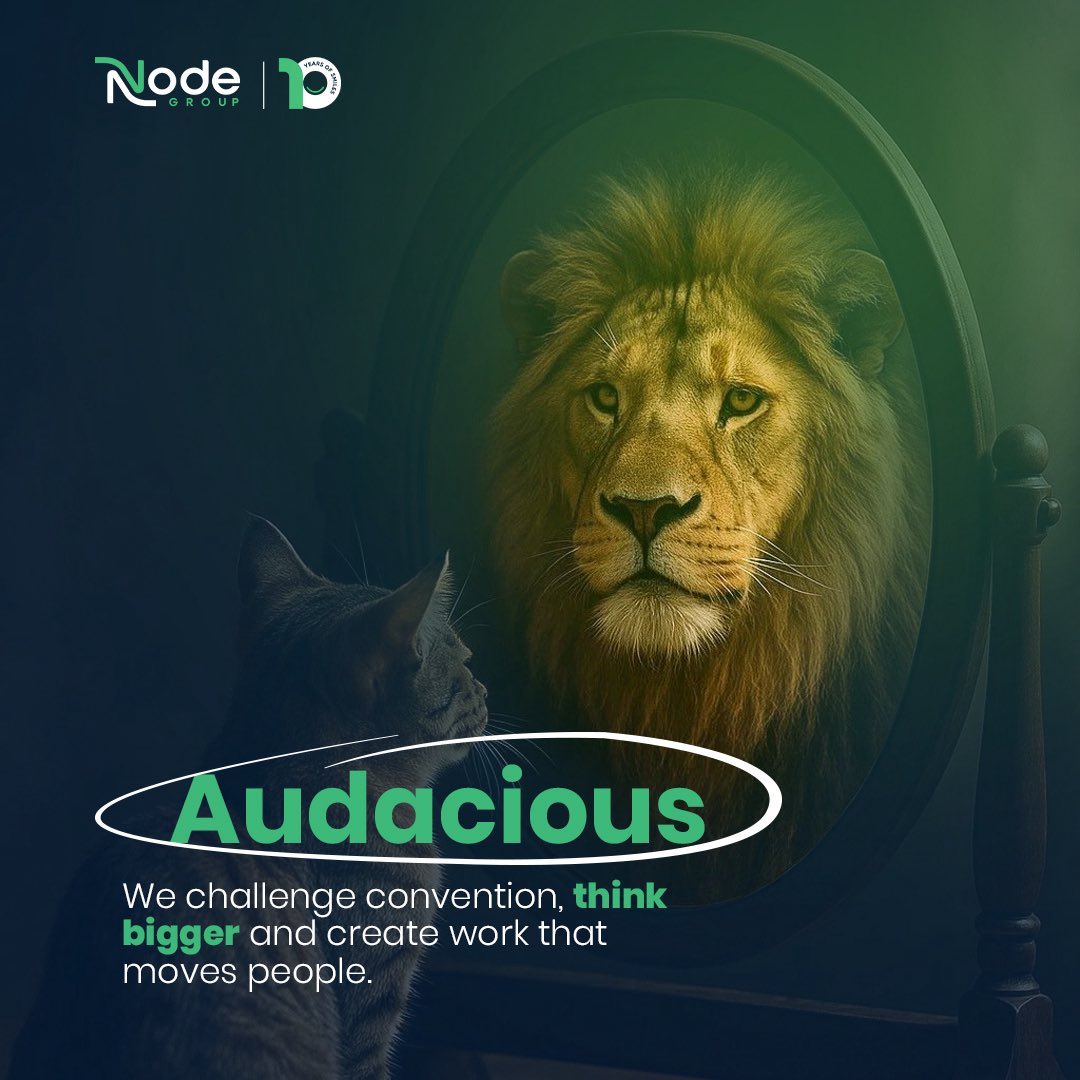 Node_Group's tweet photo. For 10 years, we’ve refused to play it safe.
Being Audacious isn't about being loud; it’s about having the courage to challenge convention and think bigger than the brief. We don't just create work; we create moments that move people. Here’s to a decade of daring to be different. #NodeAt10 #TransformingWhatIsNext