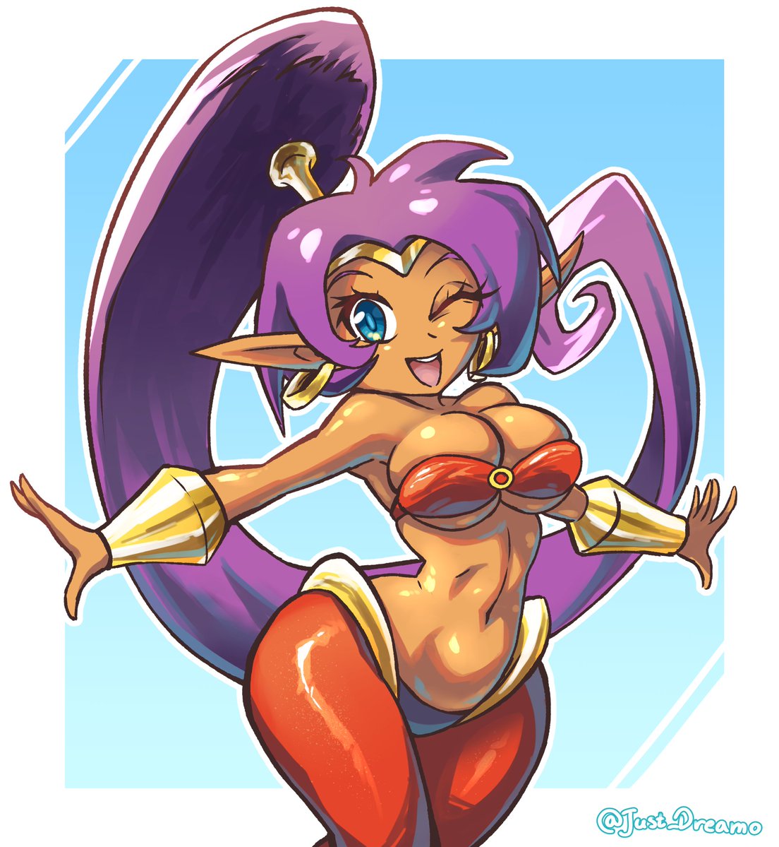 Just_Dreamo's tweet photo. Shantae won the character poll!
This is my first ever time drawing her, weirdly.
I really enjoyed it!

#Shantae #シャンティ #Shantaefanart https://t.co/PhV4JyWSGj