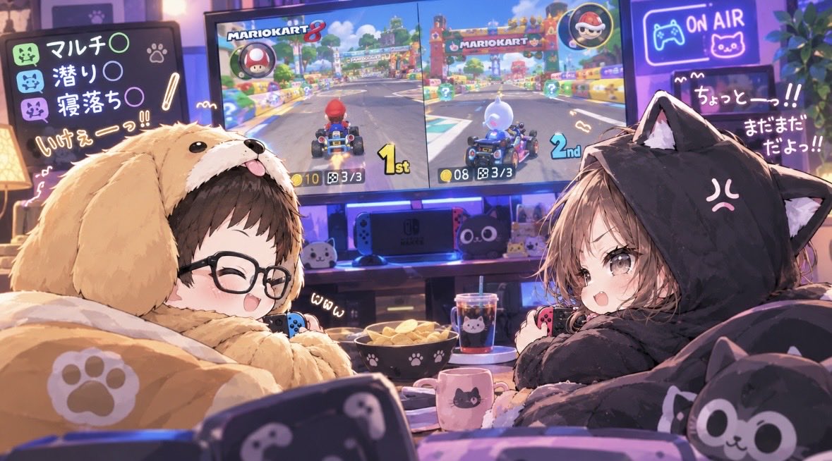 sumairu83's tweet photo. 仲良しさんと一緒に配信してみたら、こうなるのかなぁ？
の図w https://t.co/9A66aH5OF1