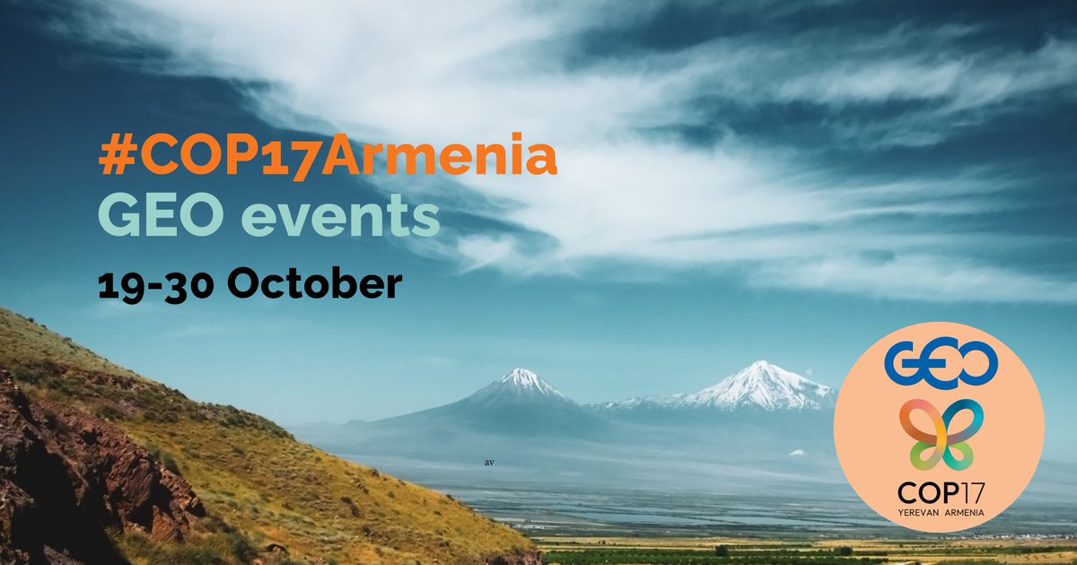 GEOSecretariat's tweet photo. GEO is heading to #COP17Armenia with @mapecosystems, @GEOBON_org and GEO Members and partners, strengthening the systems behind biodiversity monitoring, reporting and decision-making.

Pavilion events, side events and more ⤵️
 https://t.co/rFthN5RhsD https://t.co/TCvNFrWTTU