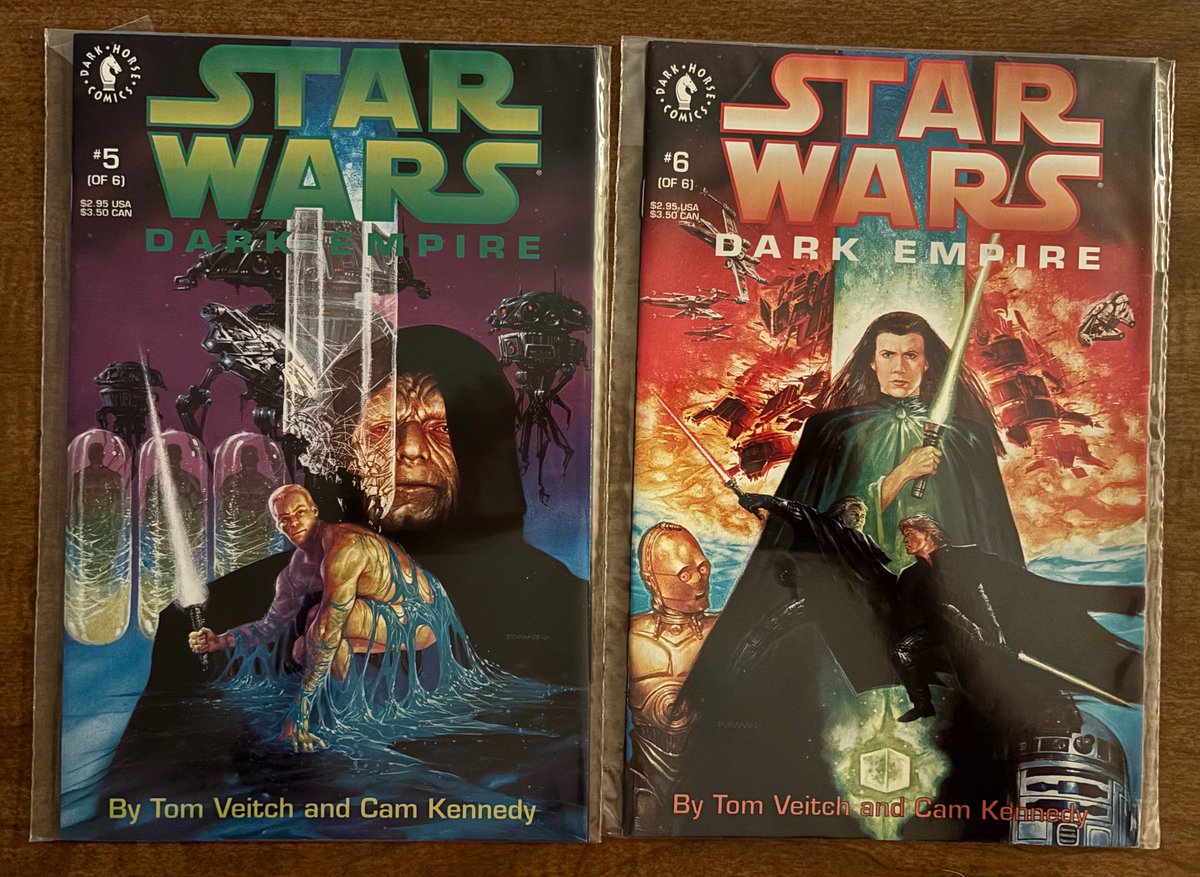 CanaDaBear1701's tweet photo. More Star......Wars(?) π comics from my collection. Today's random pull from a longbox is Dark Empire a 6 issue mini-series from 1991-1992.
Those Dave Dorman covers are the stuff of legends.
#MyComics
@SudduthPhillip
@Comicmandan3 https://t.co/T26wICxu0B
