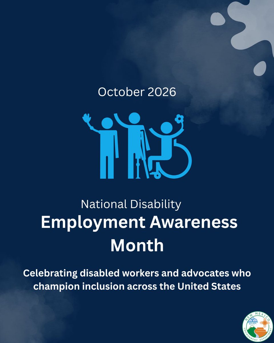 NMEnvDep's tweet photo. ♿💼 October is National Disability Employment Awareness Month (NDEAM)! Let’s celebrate workers with disabilities and promote inclusive workplaces where everyone can contribute, grow &amp; succeed.💙 Learn more: https://t.co/UXY1yozpRG @CDETweets #NDEAM #DisabilityEmploymentAwareness https://t.co/T42qqkLQg7