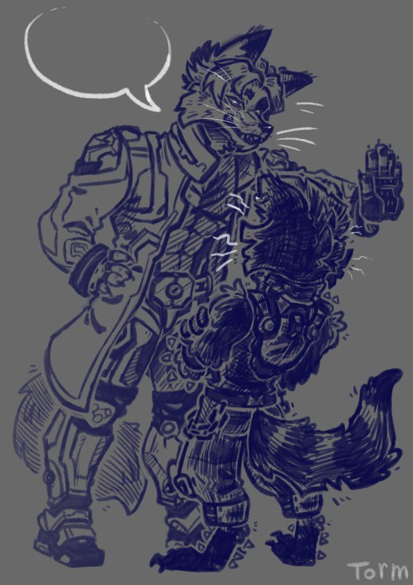Tormilian's tweet photo. (WIP)
A second before the disaster. What does Quill say here to piss off Rocket this much?

Inspired by @MivieKatDeNovo's RoQuills. https://t.co/zYArpmSewg