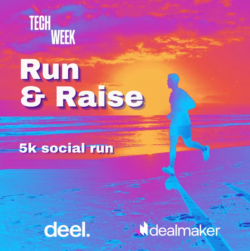 Dealmakertech's tweet photo. Before LA Tech Week turns into back-to-back meetings, we’re getting a few miles in. 🏃

DealMaker x Deel 5K through LA.

Oct 14 | 8-10 AM PT

All paces are welcome. Walk it if you want. The point is who you end up next to.

Lace up 👟: https://t.co/U7MAA4hq3T
#LATechWeek https://t.co/1rS8q5daJ3