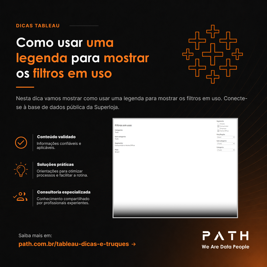 PathDataFan's tweet photo. Nesta dica vamos mostrar como usar uma legenda para mostrar os filtros em uso. Conecte-se à base de dados pública da Superloja.

Confira: https://t.co/FrLqC5EEDd

#Tableau #WeAreDataPeople #DataFam #Analytics #PathDataFan #TableauTips #PathTips #Salesforce https://t.co/Q0pPFkAea1
