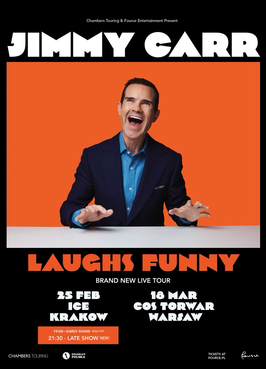 jimmycarr's tweet photo. More tickets on sale to see Jimmy Carr: Laughs Funny in Poland! Available to book via https://t.co/aEh7Y7D3tD https://t.co/lwwyZ94b2B