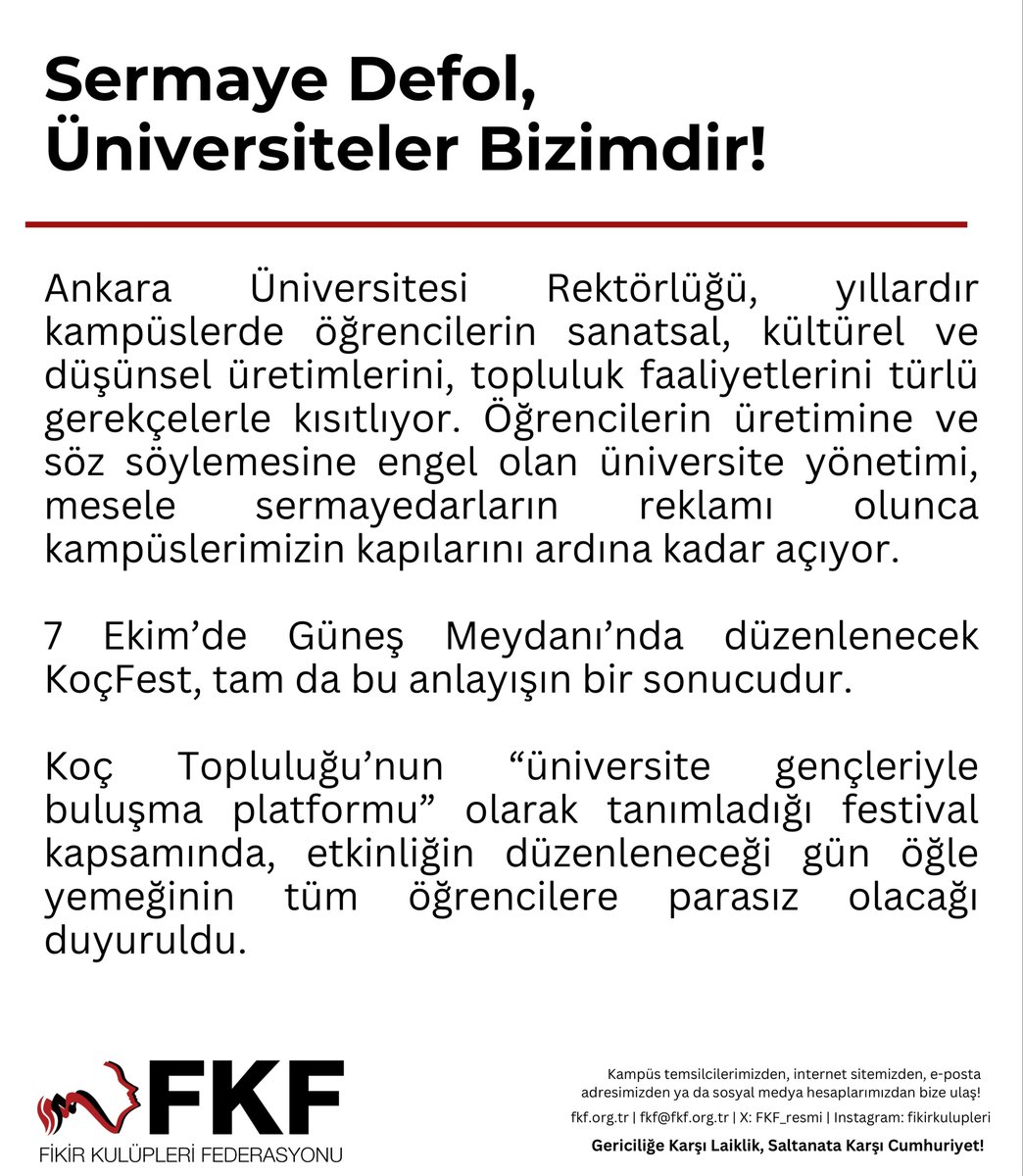 ankufkf's tweet photo. Parasız, nitelikli ve kamusal bir üniversite hakkımızdan vazgeçmiyoruz. Tüm sıra arkadaşlarımızı bu hakkı birlikte savunmaya, birlikte mücadele etmeye çağırıyoruz.

#AnkaraÜniversitesi https://t.co/jSdSqPpztY