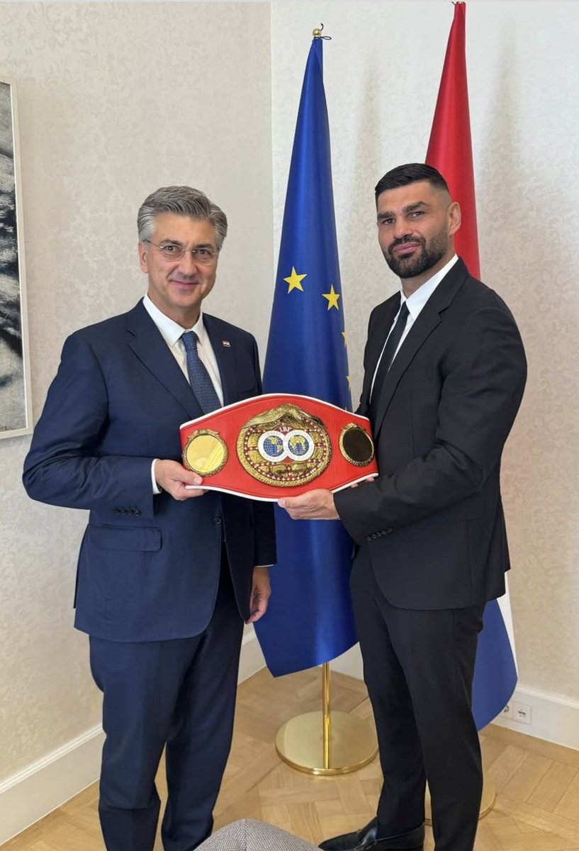 TheavyweightBC's tweet photo. Filip Hrgovic meeting the Croatian prime minister, Andrej Plenković today with the IBF World Heavyweight Title. 

#heavyweight #croatia #filiphrgovic https://t.co/ax2rgBxLV8