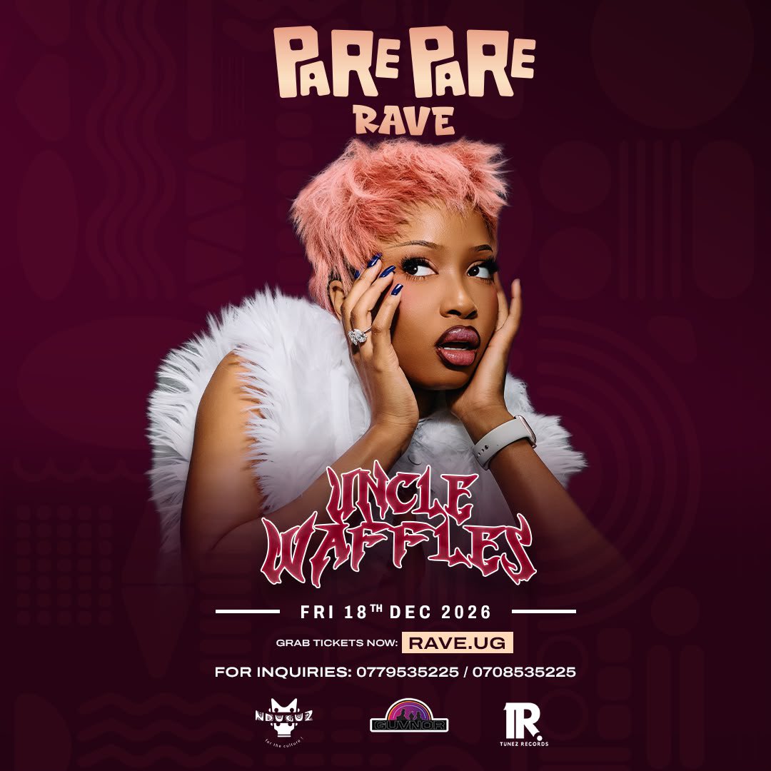 GuvnorUganda's tweet photo. December nightlife is changing tables and PARE PARE RAVE is where the shift begins.

@unclewaffffles  One night. One massive rave.
📍 Club Guvnor | Friday, 18th December 2026
🎟️ https://t.co/dDqcgVUaVN

The December table just got a new view.
#PAREPARERAVE #UncleWaffles #guvnorexperience