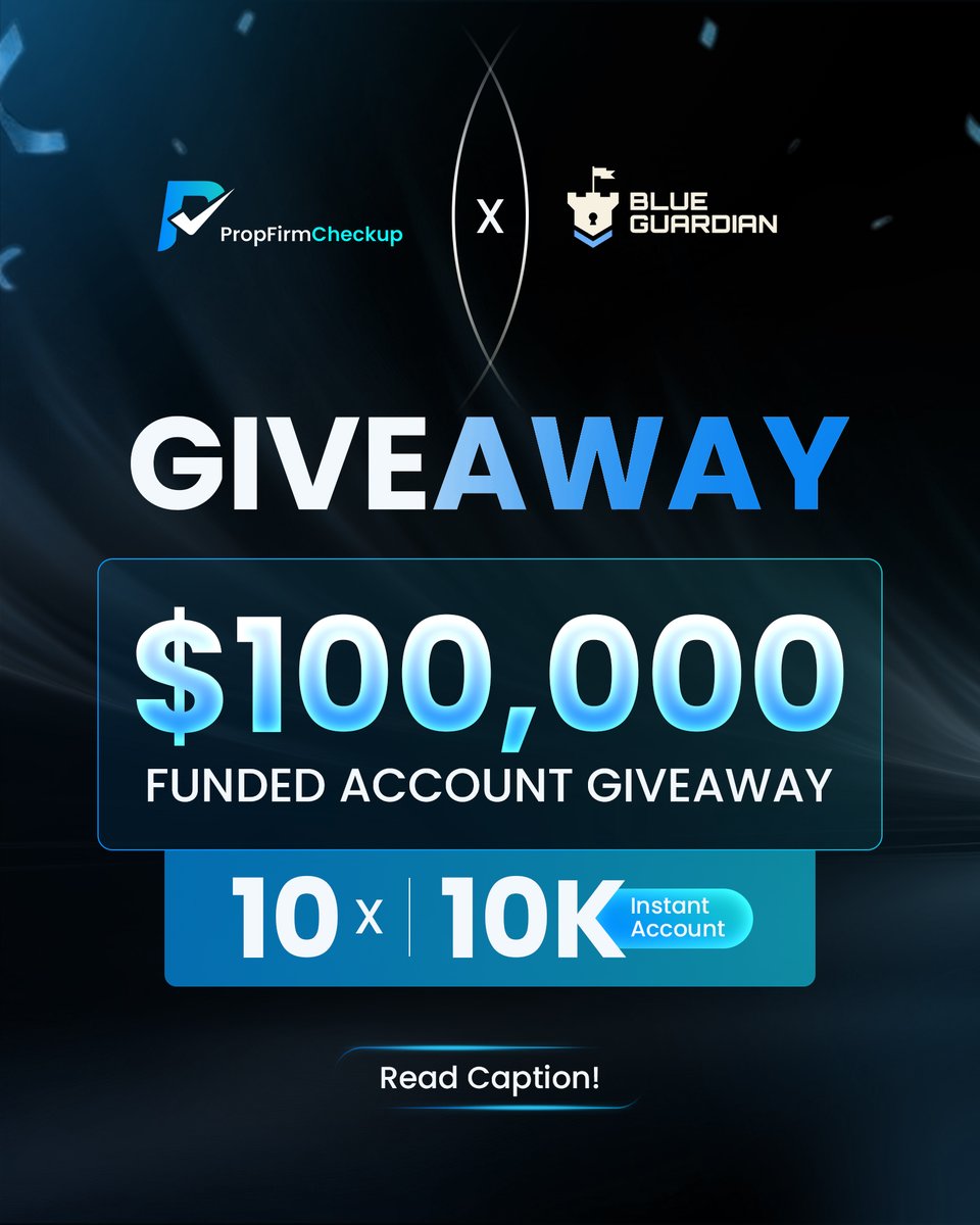 PropFirmChekup's tweet photo. 🎁 GIVEAWAY ALERT — 10 × $10K Instant Accounts!

To enter:
https://t.co/dbKAeIwN34 &amp; repost this post
2.Tag 5 friends in the comments
3.Follow @propfirmcheckup and @BlueGuardiancom  

Complete all the steps to qualify. Good luck! 🚀 https://t.co/tIrBQaMxdl