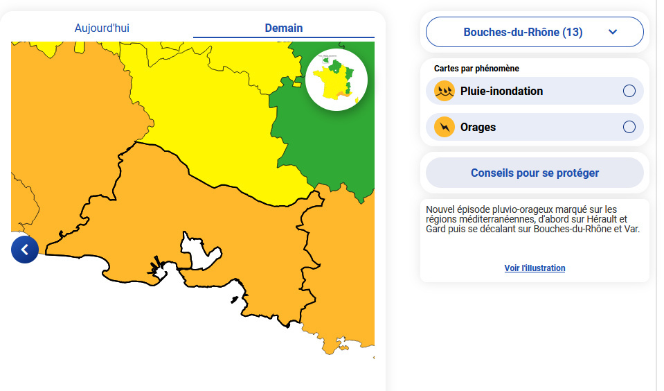 Image de Préfet de la région Provence-Alpes-Côte d'Azur - ⚠️ Météo-France place le département en #vigilanceorange 🟠 pour #pluieInondation et #orages⛈️

De v