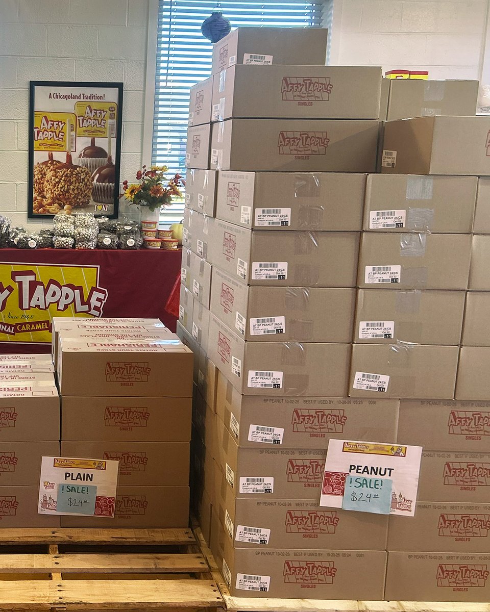 AffyTapple's tweet photo. 🚨 BIG SALE! 🚨 Stop by our factory store for some sweet deals! All single Affy Tapple Peanut, Plain, and Sprinkles are $1. Plus, Peanut, Plain, and Sprinkle 24-Packs are marked down to $24. Sale ends today or while supplies last. Located at 7425 N. Croname Rd. in Niles from 9-5! https://t.co/cqtClbUiHD