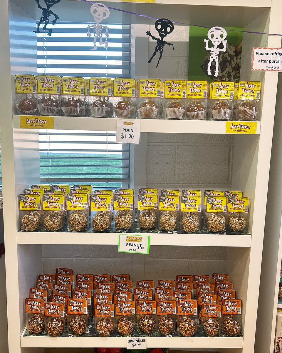 AffyTapple's tweet photo. 🚨 BIG SALE! 🚨 Stop by our factory store for some sweet deals! All single Affy Tapple Peanut, Plain, and Sprinkles are $1. Plus, Peanut, Plain, and Sprinkle 24-Packs are marked down to $24. Sale ends today or while supplies last. Located at 7425 N. Croname Rd. in Niles from 9-5! https://t.co/cqtClbUiHD