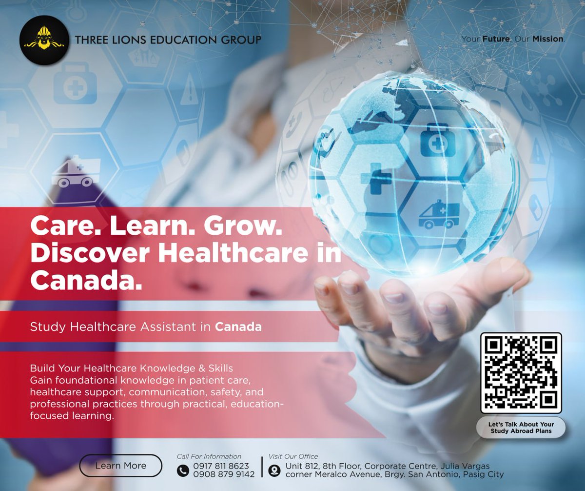 ThreeLionsVisaS's tweet photo. Study Healthcare Assistant in Canada

Care. Learn. Grow.
Explore healthcare education in Canada and develop foundational knowledge in patient care, healthcare support, communication, safety, and professional practices through practical, education-focused learning. https://t.co/0eod6831dD