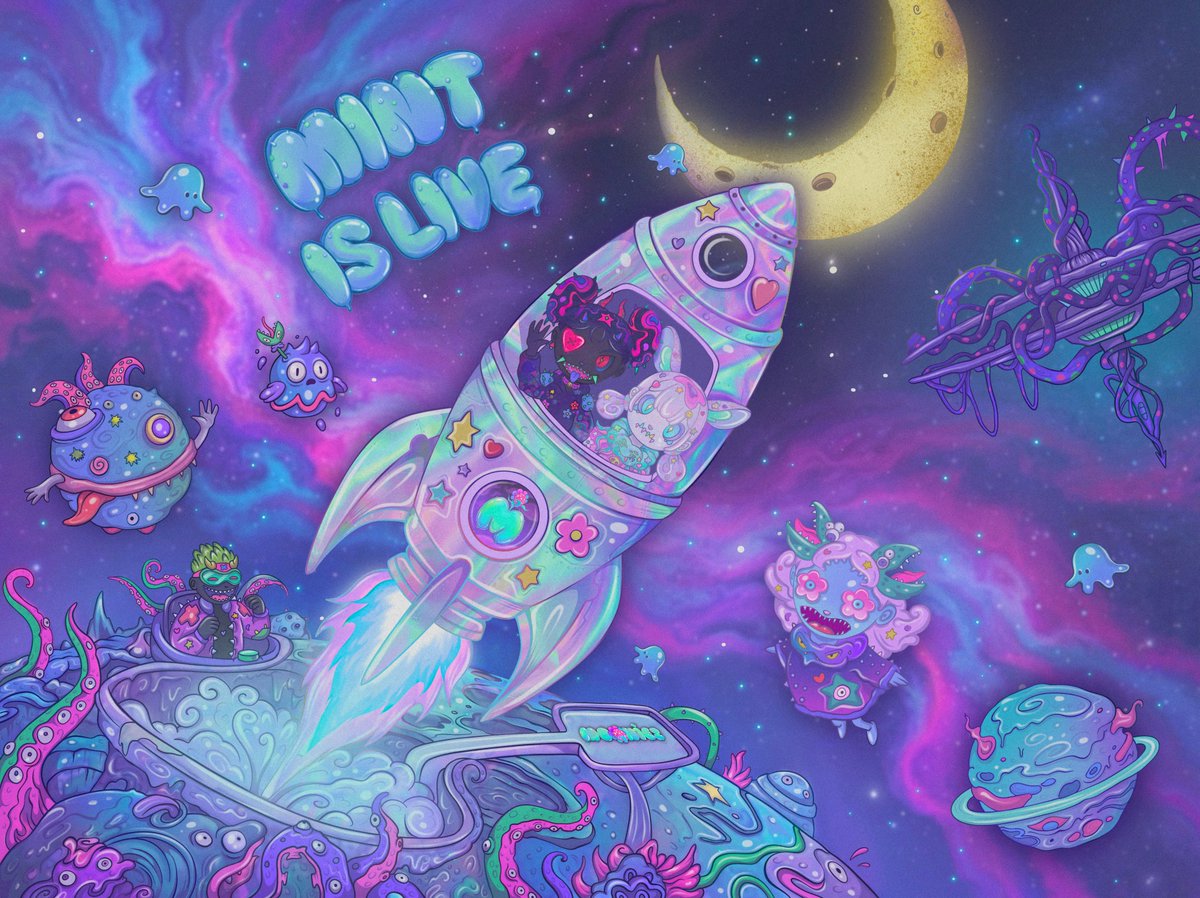 MooniezHQ's tweet photo. MOONIEZ HAVE LIFT OFF 🚀

The mint is LIVE on @OpenSea.

5,555 hand-drawn Mooniez by @jsky_crypto.

Join the takeover. MINT LINK BELOW 👇 https://t.co/itlZCT9sW0