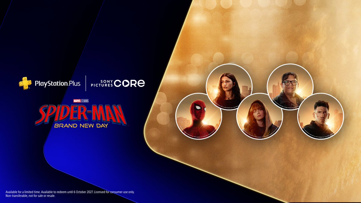 PlayStation's tweet photo. Spin a fresh look for your PlayStation profile 🕸️
 
Starting today for a limited time, PlayStation Plus members can unlock Spider-Man: Brand New Day Avatars through the Sony Pictures Core app, in celebration of the film being available to watch at home.  
 
Full details: https://t.co/hraSsU90bk