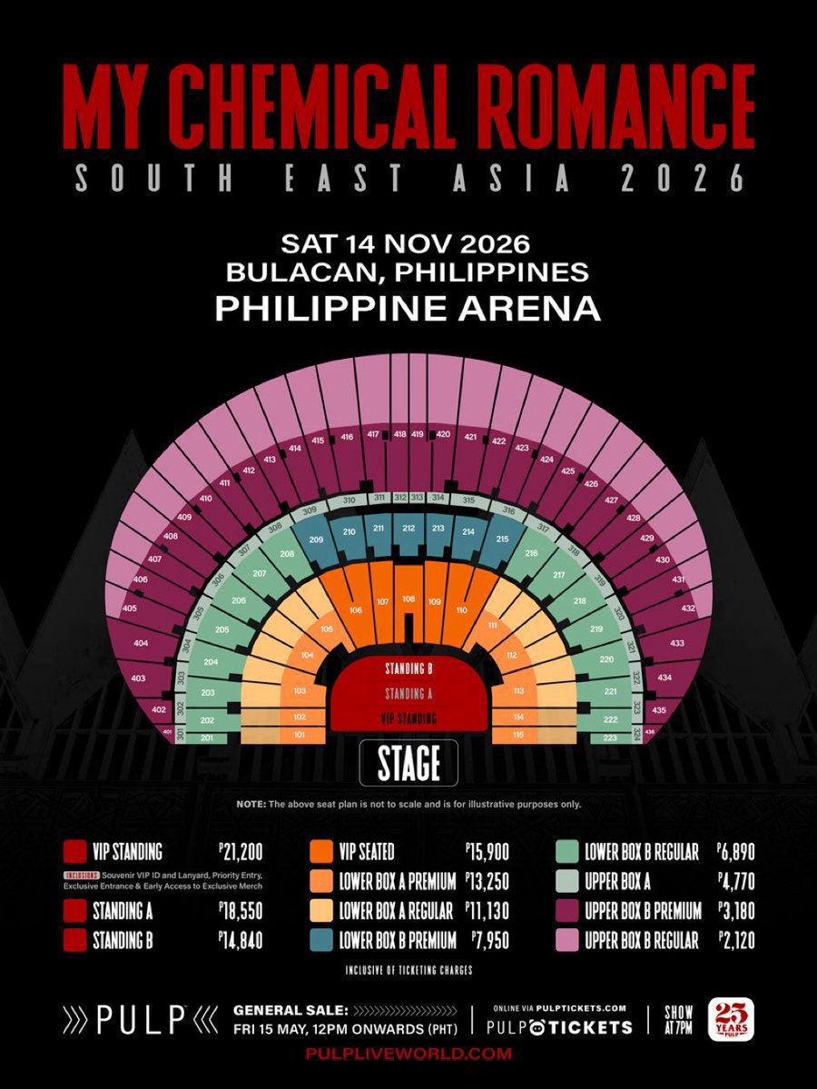 haraya429141's tweet photo. Tickets assistant/HTB,

MY CHEMICAL ROMANCE SOUTH EAST ASIA 2026 TOUR IN BULACAN
PHILIPPINES 

PHILIPPINE ARENA,
14 NOV

💌Good seats
💌 Tickets under your name &amp; account 
💌Safe transactions 
💌Both local and internationals can dm

Dm for Inquiries,
#MyChemicalRomanceinPH2026 https://t.co/ct53v6xq49
